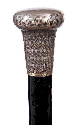 174. Flute Cane- Ca. 1880- When the machined silver handle is removed from the shaft a 9” “In tune London” plaque is at