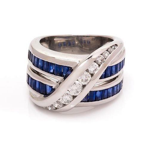 A Platinum, Diamond and Sapphire Ring, Charles Krypell, 14.80 dwts.