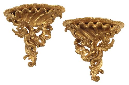 (2) ROCOCO STYLE GILT WALL BRACKETS OR CORBELS