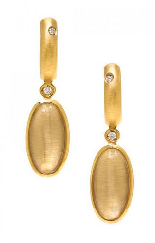 A Pair of 18 Karat Yellow Gold, Diamond and Quartz Crystal Earrings, H. Stern, 7.50 dwts.