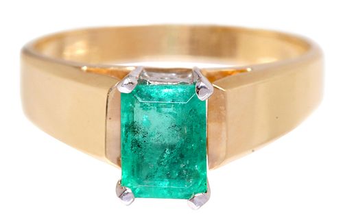 ESTATE 14KT YELLOW GOLD & 1CT EMERALD RING