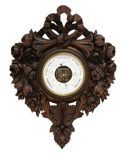FRENCH CARVED WALL-MOUNTED ANERIOD BAROMETER