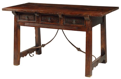 BAROQUE STYLE THREE-DRAWER TRESTLE TABLE