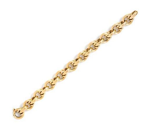 A Yellow Gold Fancy Link Bracelet, 17.00 dwts.