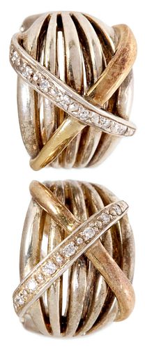 LORENZO 925 & 18KT GOLD DIAMOND HALF HOOP EARRINGS