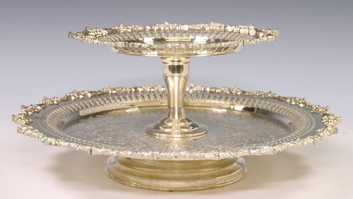 AMERICAN SILVERPLATE TWO-TIER SERVER/ LAZY SUSAN