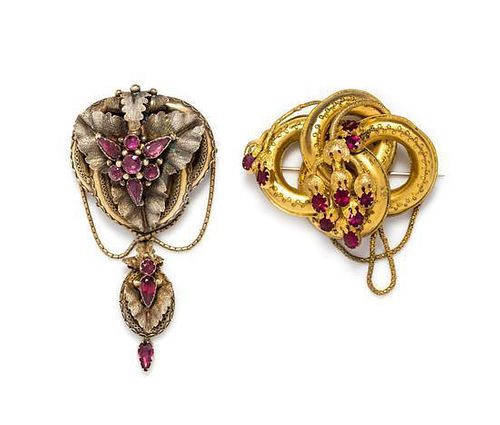 A Collection of Early Victorian Paste Knot Motif Brooches, 21.90 dwts.