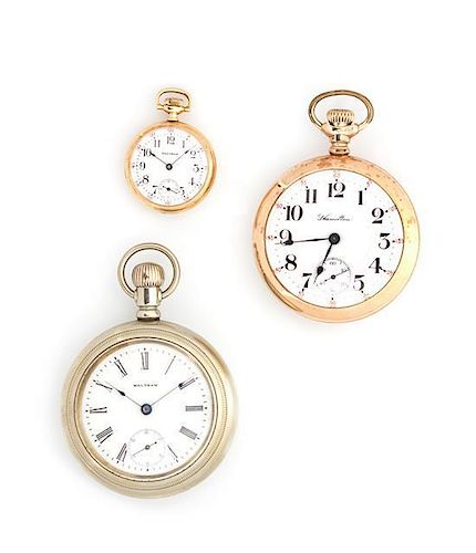 * A Collection of Open Face Pocket Watches,