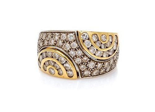 * An 18 Karat Bicolor Gold and Diamond Ring, 8.10 dwts.
