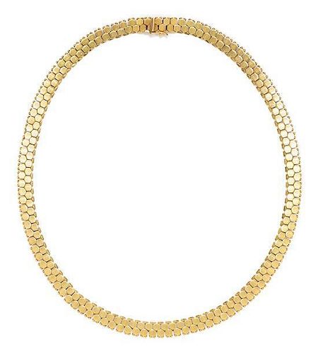 * A 14 Karat Yellow Gold Hexagonal Link Necklace, 21.80 dwts.