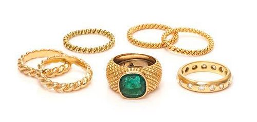 A Group of Yellow Gold Rings, 25.90 dwts.