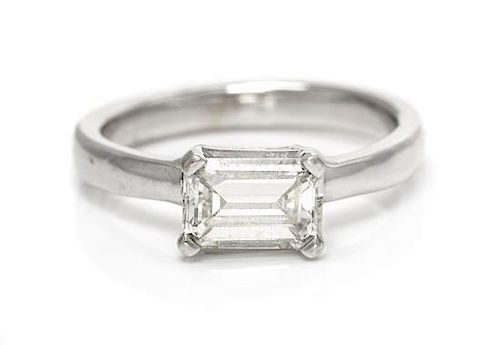 A White Gold and Diamond Solitaire Ring, 3.70 dwts.