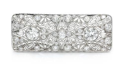 A Platinum and Diamond Brooch, Circa 1920, 8.50 dwts.