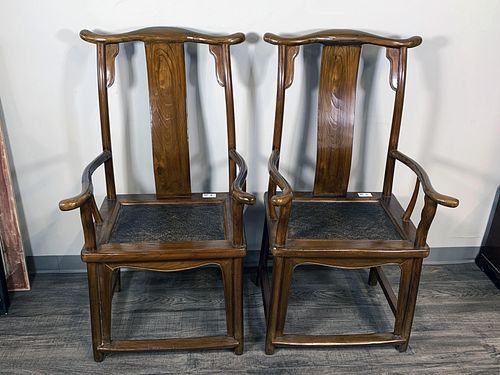 CHINESE HUANGHUALI OFFICER'S HAT CHAIRS, WOVEN SEAT