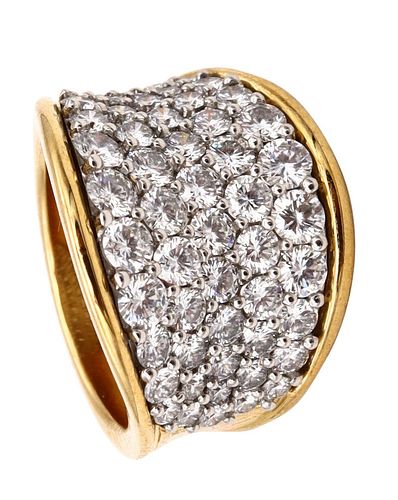 Designer Cluster Ring In Platinum And 18K Gold With 3.78 Cts Diamonds