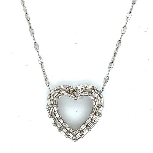 14K White Gold 2.50 Ct. Diamond Heart Pendant/Chain