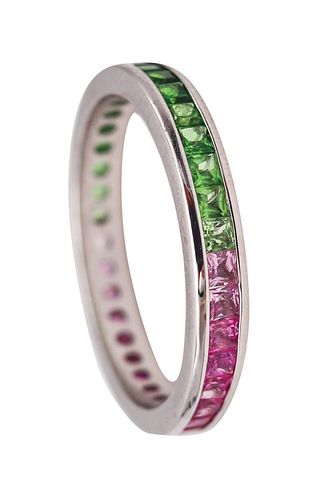 Eternity Ring Band In 18Kt White Gold With 1.95 Ctw In Colors Sapphires