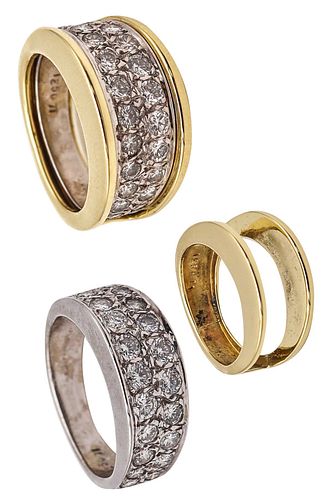 Jose Hess Convertible Two Tones Ring In 14Kt Gold With 1.80 Ctw In VS Diamonds