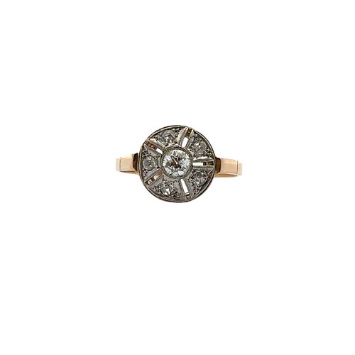 Deco filigree 18kt Gold Ring with Diamonds