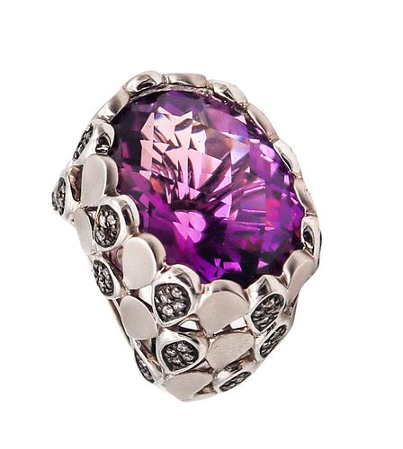 Modern Cocktail Ring In 14Kt Gold With 15.08 Ctw In Amethyst And Diamonds