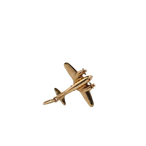 14k yellow Gold Airplane Charm / Pendant