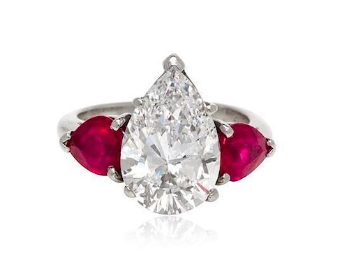 A Platinum, Diamond and Ruby Ring, 4.80 dwts.