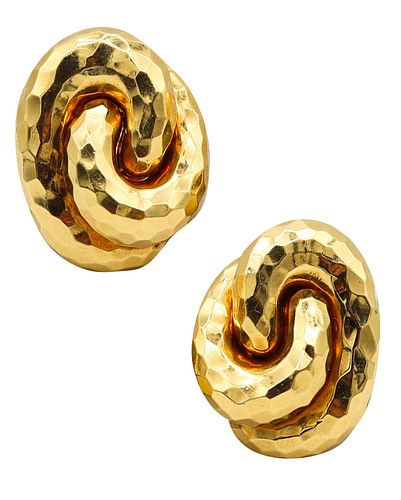 Henry Dunay New York Knots Clip On Earrings In Faceted 18K Gold
