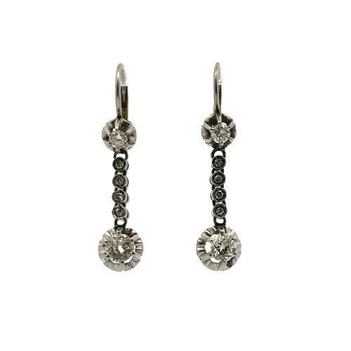 Art Deco Platinum and 18k Gold Earrings with 1.50 Cts Diamonds