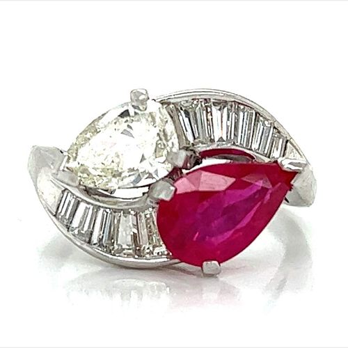 Platinum Diamond & Ruby Ring