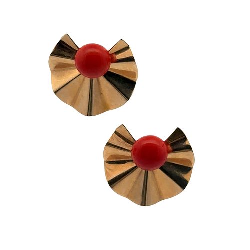 14kt Gold day & Night Coral Earrings
