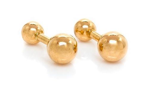 A Pair of Yellow Gold Cufflinks, Tiffany & Co., 5.90 dwts.