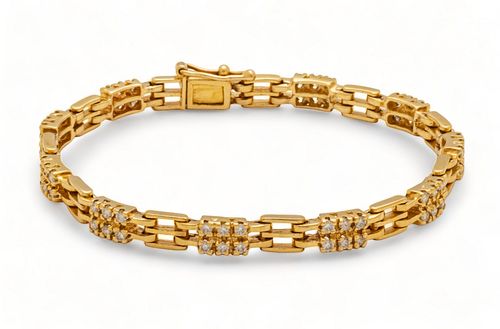 14k Gold And Diamond Tennis Bracelet L 6.7" 13g