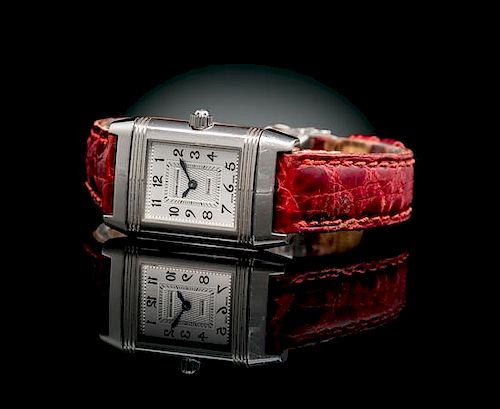 A Stainless Steel, Diamond and Mother-of-Pearl Ref. 5742749 "Reverso Duetto" Wristwatch, Jaeger LeCoultre,
