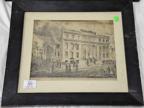 Five pieces lot to include four Currier & Ives small folio colored lithographs: "Prairie Fires of the Great West", "The Great
