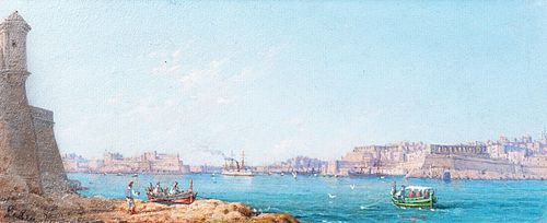  VIEW OF THE GRAND HARBOUR OIL PAINTING