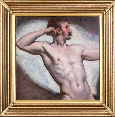 PORTRAIT OF A NUDE MAN OIL PAINTING