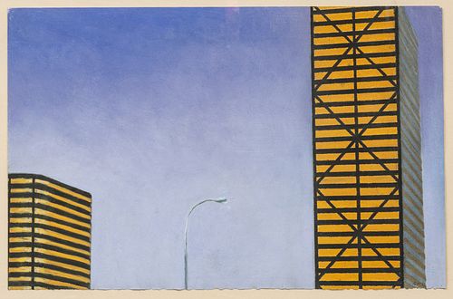 Daniel Morper (American, 1944-2016) Pastel on Paper 1980, "Cyclops - Southfield Town Center Complex", H 12" W 19"