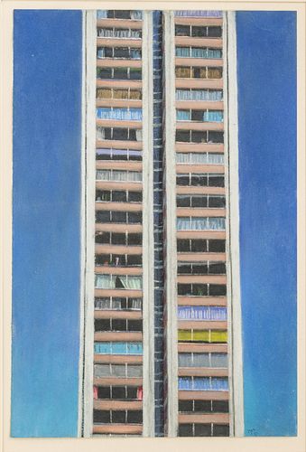 Daniel Morper (American, 1944-2016) Pastel on Paper 1980, "Vertical - 1300 Lafayette Blvd", H 19" W 13"