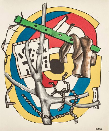 After Fernand Léger (French, 1881-1955) Lithograph in Colors on Wove Paper, "Composition", H 23.1" W 17.25"