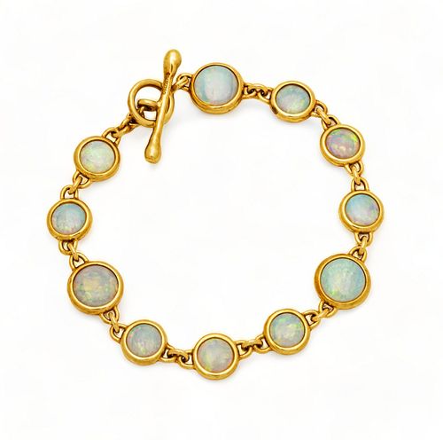 Tiffany & Co. Opal And 18K Yellow Gold Bracelet L 7"