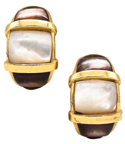 Andrew Clunn New York Hoop Earrings In 18 K Gold With Nacre