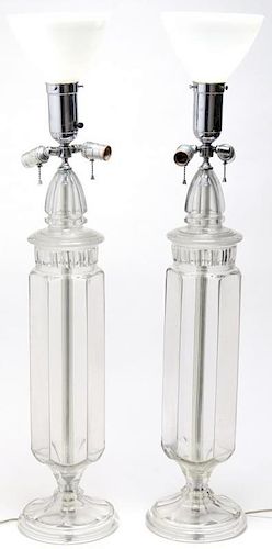 Pair of Oversized Glass Lamps