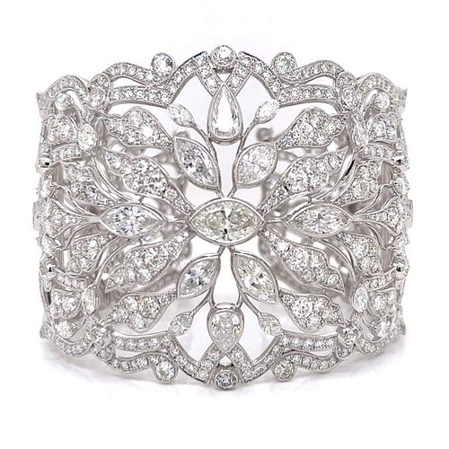 Platinum 39.52 Ct. Diamond Cuff Bracelet