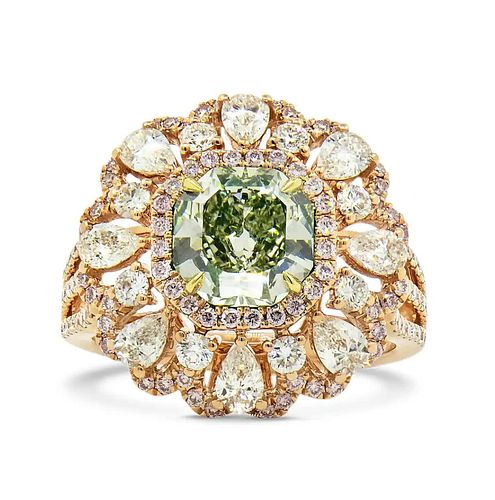 18k Green Diamond Ring