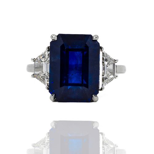 Platinum 8.44 Carat Vivid Royal Blue Sapphire RingÂ 