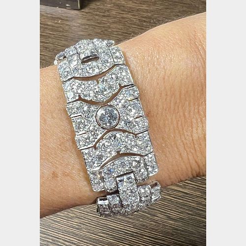 Art Deco French Platinum Diamond Bracelet