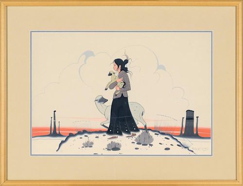 Navajo Shepherdess by Robert Chee (1938-1972)
