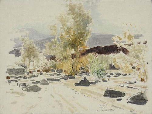 Group of 3 Painted Sketches I: Desert Wash / A Winter Effection / Smoke Trees by James Swinnerton (1875- 1974)