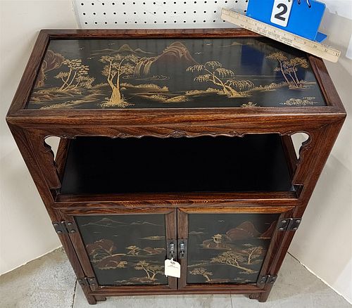 Asian Lacquer 2 Door Cabinet 36 1/2"H X 25 1/2"W X 12"D