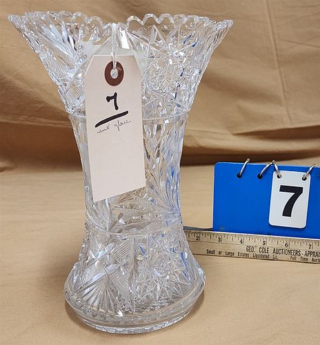 Cut Glass Vase 10"